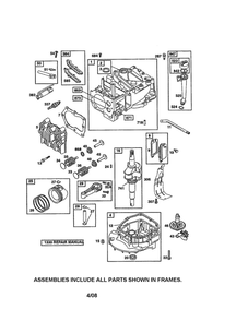 Cylinder/Crankshaft/Sump Diagram and Parts List for 125T02-1045-B1  Briggs and Stratton Engine
